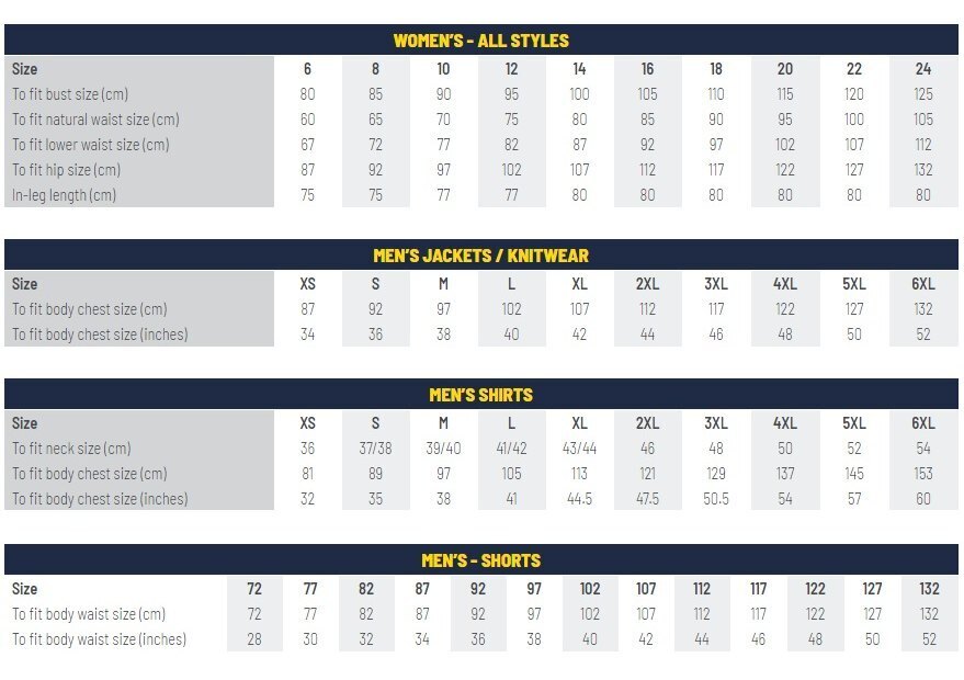 Bisley Size Chart