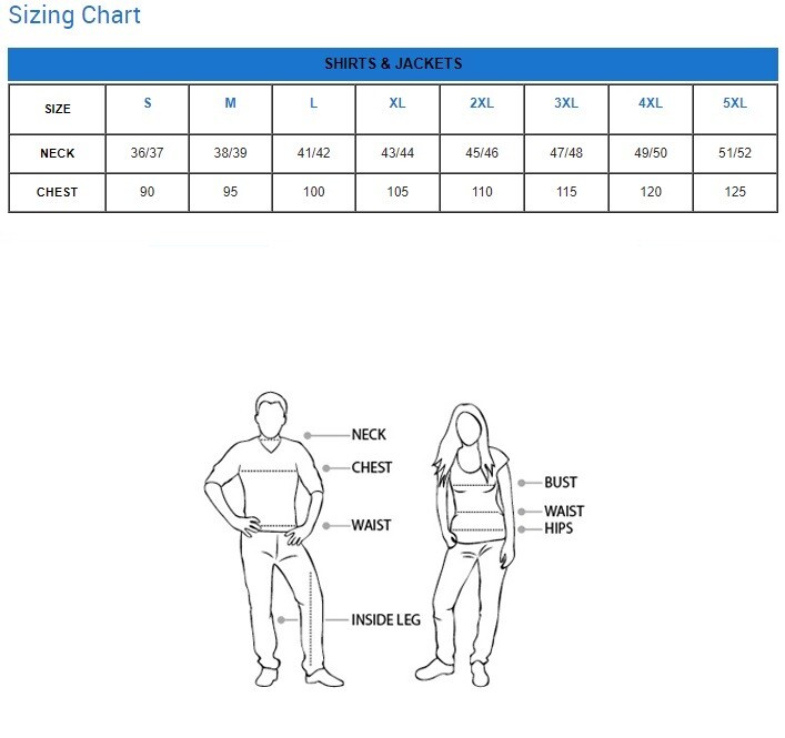 Bool Workwear Size Chart