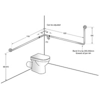 90° flush mount wrap around grab rail modular 1100x1025x600mm lh