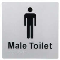Dolphy uv protected pvc male toilet braille sign 180x180x3mm – silver/black