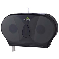 Dolphy twin jumbo abs toilet roll dispenser - black