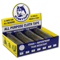 Husky Tape 12x Pack 105 Black Cloth Tape Display 48mm x 4.5m