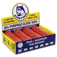 Husky Tape 12x Pack 105 Red Cloth Tape Display 48mm x 4.5m