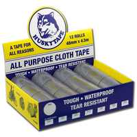 Husky Tape 12x Pack 105 Silver Cloth Tape Display 48mm x 4.5m