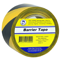 Husky Tape 16x Pack 560 Barrier Warning Tape Black/Yellow 75mm x 100m