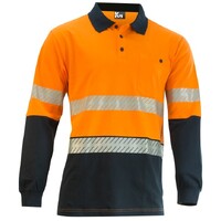 KM Workwear Taped Cotton Back Long Sleeve Two Tone Polo Shirt