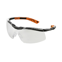 5X6 Safety Glasses Black/orange frame Clear Lens 10x Pack