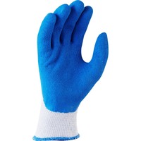 Blue Grippa Glove Knitted Poly Cotton Blue Latex Dipped Palm Retail Carded