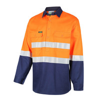 WORKIT Hi-Vis 2 Tone Closed Front Dual Weight Welders Taped Shirt