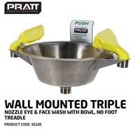 Wall Mounted Triple Nozzle Eye & Face Wash with Bowl No Foot Treadle