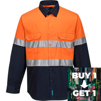 Prime Mover Hi-Vis Two Tone Regular Weight Long Sleeve Shirt with Tape Buy 1 Get 1 Free