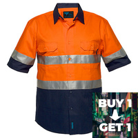 Prime Mover Hi-Vis Two Tone Regular Weight Short Sleeve Shirt with Tape Buy 1 Get 1 Free