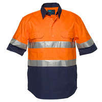 Prime Mover Hi-Vis Two Tone Regular Weight Short Sleeve Closed Front Shirt with Tape