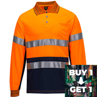 Prime Mover Long Sleeve Micro Mesh Polo with Tape Buy 1 Get 1 Free