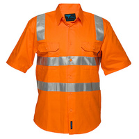 Prime Mover Hi-Vis Regular Weight Short Sleeve Shirt with Tape over Shoulder