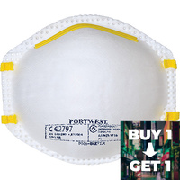 P1 Disp Respirator 20x Pack White Regular Buy 1 Get 1 Free