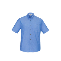 Biz Collection Mens Wrinkle Free Chambray Short Sleeve Shirt