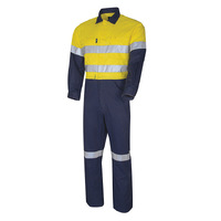 TRU Workwear Lightweight Hi-Vis Cotton Coverall with 3M Tape Yellow/Navy