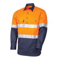 TRU Workwear Lightweight Closed Front Vented Long Sleeve Hi-Vis Drill Shirt