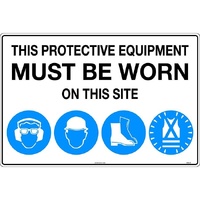 This Protective Equipment Must be Worn in This Area with 101, 105, 112, 114 Safety Sign 900x600mm Metal