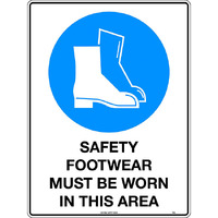 Safety Footwear Must be Worn in This Area Mining Safety Sign 600x450mm Poly