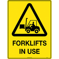 Caution Forklifts in Use Safety Sign 600x450mm Poly