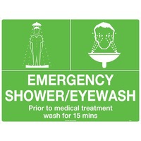 Emergency Shower/Eyewash Safety Sign 600x450mm Metal