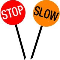 Stop/Slow Baton with Wooden Handle Class 1 Reflective 450mm