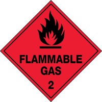 Flammable Gas 2 Hazchem Sign 270x270mm Self Adhesive