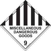 Miscellaneous Dangerous Goods 9 Hazchem Sign 270x270mm Self Adhesive