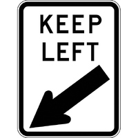 Keep Left with arrow Traffic Safety Sign Aluminium 600x450mm