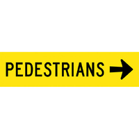 Pedestrians Arrow Right Traffic Safety Sign Corflute 1200x300mm