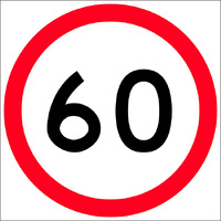 60km in Roundel Traffic Safety Sign Corflute 600x600mm