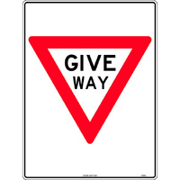 Give Way Triangle Traffic Safety Sign Metal 600x450mm
