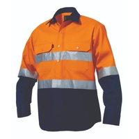 KingGee Mens Reflective Closed Front Spliced Drill Shirt Long Sleeve