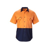 Hard Yakka Koolgear Hi-Visibility Two Tone Cotton Twill Ventilated Shirt Short Sleeve