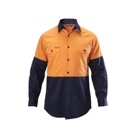 Hard Yakka Foundations Hi-Visibility Two Tone Long Sleeve Cotton Drill Shirt