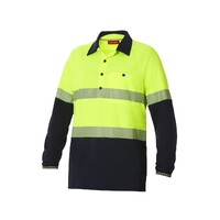Hard Yakka Koolgear Hi-Visibility Two Tone Long Sleeve Ventilated Polo With Segmented Tape